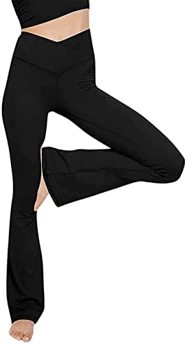 UODSVP kadın Yoga Pantolon Seksi Yoga Pantolon Yüksek Bel Çapraz Geniş Bacak Düz Renk Egzersiz Yoga pantolonu Spor Tayt