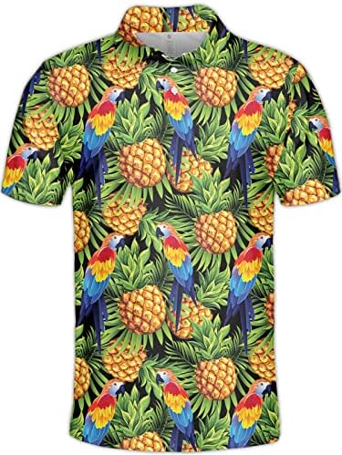 Feverick, Çılgın erkek Golf Gömlek Tropikal rahat ışık Hawaii golf tişörtü Erkekler için Komik Golf polo gömlekler Erkekler için Golf