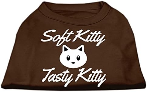 Mirage Evcil Hayvan Ürünleri 16 inç Softy Kitty, Tasty Kitty Serigrafi Köpek Gömleği, X-Large, Kahverengi