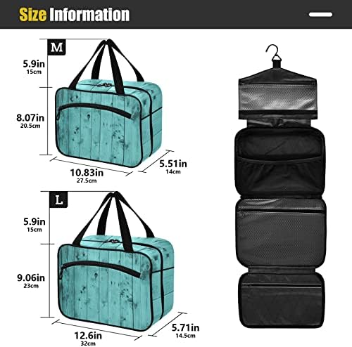 Sinestour Teal Turkuaz makyaj çantası Kadınlar için Seyahat makyaj çantası düzenleyici Asılı Kanca ile Kozmetik Çantaları Asılı makyaj