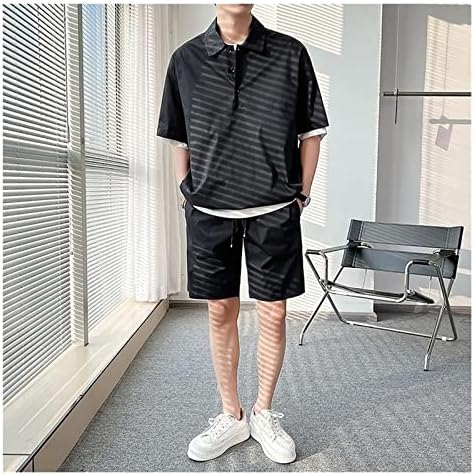n / a 2 Parça Set Erkekler yaz giysileri Rahat Streetwear Kıyafetler Erkekler Kısa Setleri Eşofman Kısa Kollu (Renk: B, Boyut: XL Kodu)