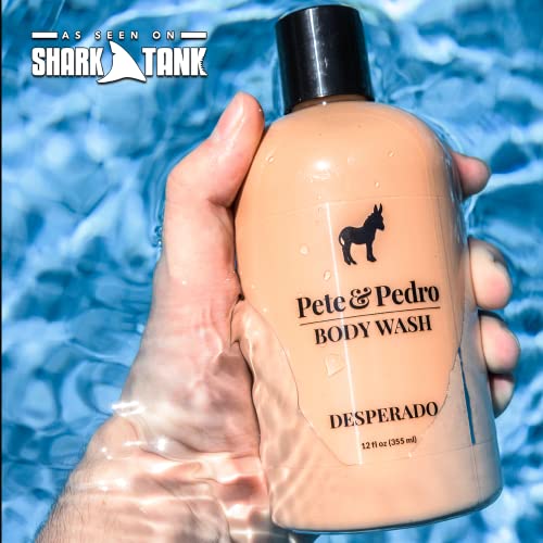 Pete & Pedro VÜCUT yıkama ÇEŞİDİ 4'LÜ SET-Erkek Premium Deri, Soğuk Su, Rom ve Taze Nane Kokulu Vücut Yıkamaları, Bir Lif Kabağı İçerir