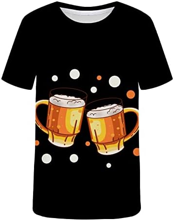 Erkekler için üstleri kısa kollu tişört Oktoberfest 3D Bira Baskı Yuvarlak Boyun Tees Kazak Kazak Gömlek Bluz Üst