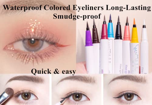 ICATHUNY Sıvı Eyeliner Dayanıklı Uzun Ömürlü Renkli Eyeliner, Yüksek Pigmentli, Lekelenmeyen, Su Geçirmez Kadınlar ve Kızlar için Göz