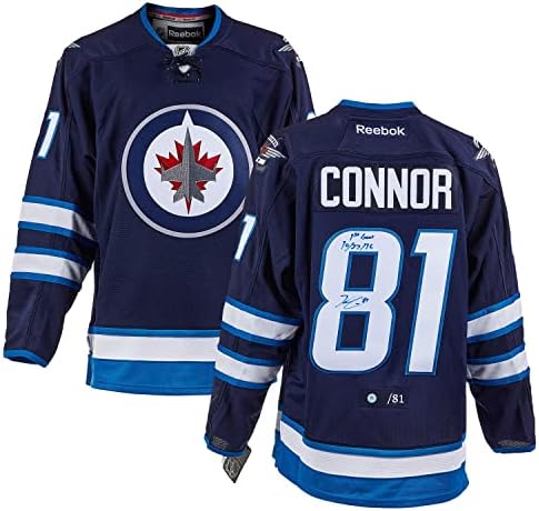 Kyle Connor Winnipeg Jets İmzalı ve Tarihli 1. Gol Reebok Forması / 81-İmzalı NHL Formaları