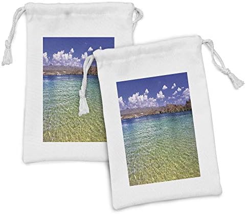 Ambesonne Gölü Temalı Kumaş Çanta Seti 2, Güneybatı Amerika Birleşik Devletleri Çölünde Mohave Plajı Gündüz Deseni, Banyo Malzemeleri