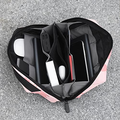 Taşınabilir Elektronik Organizatör kılıflı çanta Pembe Kediler Seyahat Kablosu saklama çantası Sabit Diskler, USB, SD Kart, Şarj Cihazı,