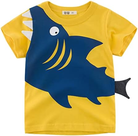 Yürüyor Çocuk Bebek Erkek Kız Köpekbalığı Kısa Kollu Crewneck T Shirt Üstleri Tee Elbise Erkek Sıkıştırma Üst