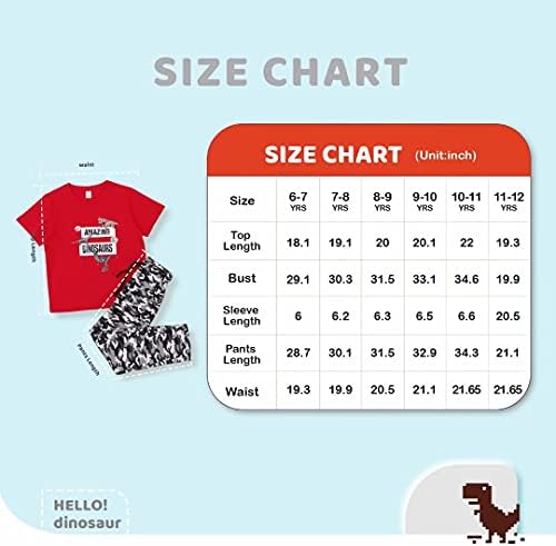 Gorboig Erkek Giysileri Büyük Erkek yaz kıyafetleri Kısa Kollu Dinozor T-Shirt ve şort takımı 2 Paket 6-12Y…