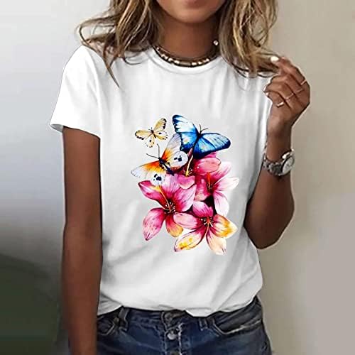 Gömlek Kadınlar için Sonbahar Yaz Kısa Kollu Crewneck Grafik Üstleri Gömlek Kız Elbise Ülke Konser Y2K 3B