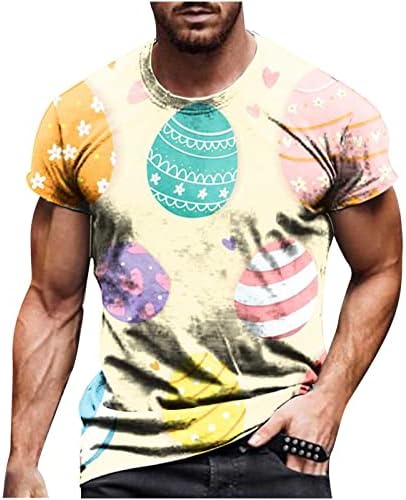 Mutlu Paskalya Gömlek Erkekler için Yaz Sevimli Tavşan Yumurta grafikli tişört Yuvarlak Boyun Kısa Kollu Tees En Tatil Bluzlar