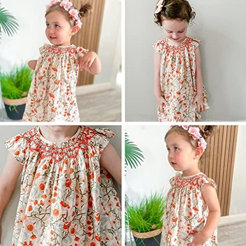 Simplee çocuklar Bebek Kız rahat elbise Toddler Önlük Elbise Çiçek Baskı Sundress İlkbahar Yaz için 1-6 Yıl