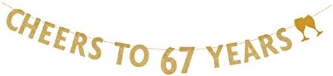 MAGJUCHE Altın glitter Şerefe 67 yıl afiş, 67th doğum günü partisi süslemeleri