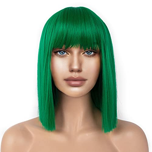 LANCAİNİ kısa postiç Kadınlar için Patlama ile Sentetik Düz Saç Bob Kesim Peruk Omuz Uzunluğu Moda Bob Cosplay Peruk Kız için Renkli