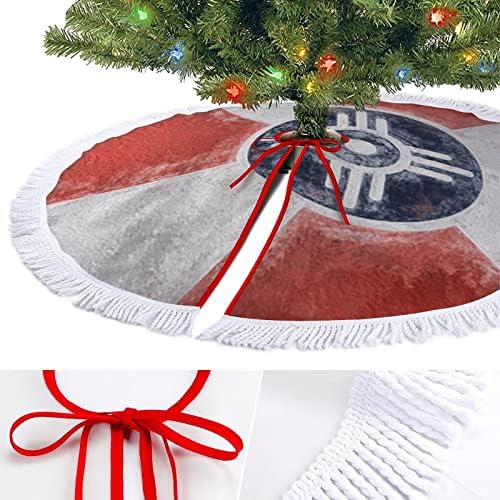 Bayrağı Wichita Kansas Baskı Noel Ağacı Etek Püskül ile Merry Christmas Partisi için Noel Ağacı Altında