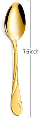 Altın Tatlı kaşık seti, Seeshine 6.5 inç Paslanmaz Çelik Parlak Altın Çay Kaşığı, Espresso Kahve Kaşığı, 6 Set