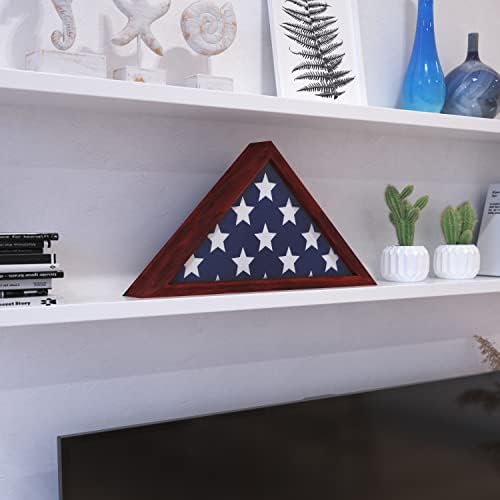 Flash Mobilya Sheehan Anıt Bayrak Vitrin - Maun katı ahşap Askeri Bayrak Vitrin 9. 5x5 Amerikan Veteran Bayrağı