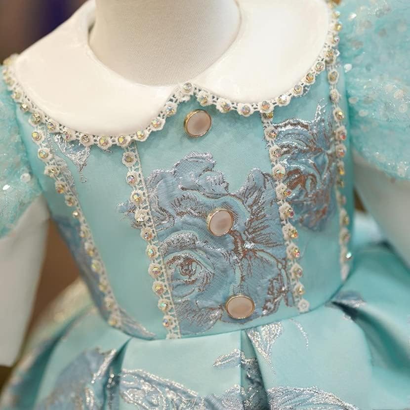 LSDJGDDE Kız Lolita Prenses Balo Baskı Kumaş Doğum Günü Partisi Vaftiz Elbiseler (Renk: D, Boyutu: 3 T (100 cm))