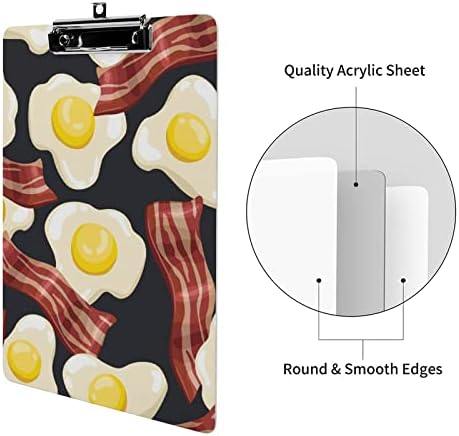Kızarmış Yumurta ve Pastırma Sert Plastik Pano Sunta Akrilik Panoları Düşük Profilli Klip Standart A4 Mektup Boyutu