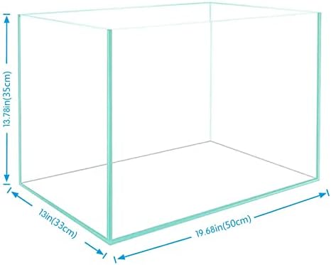 Azure OKYANUS Ultra Net 15.3 Galon Çerçevesiz Düşük Lron Akvaryum Tankı, 19.6 L × 12.9 W × 13.7 H (50 cm x 33 cm x 35 cm) 6mm Kalınlığında