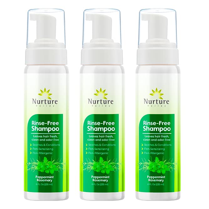 Nurture Valley-Durulanmayan Şampuan (3 Şişe) | Saç Derisi ve Saçlar için Susuz Kuru Köpük-Temizler ve Yeniler-Alerjik Olmayan Hassaslaştırıcı
