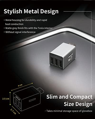JOWUA 3 Port USB HUB DashCam Okuyucu ile Uyumlu Tesla Modeli 3, Model Y Torpido Gözü, Destek OTG, 3X USB-A Bağlantı Noktası Desteği