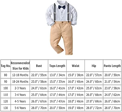 IBTOM KALE Bebek Erkek papyon Gömlek + Jartiyer Pantolon Beyefendi Takım Elbise Düğün Vaftiz Doğum Günü Smokin Resmi Şık Kıyafet
