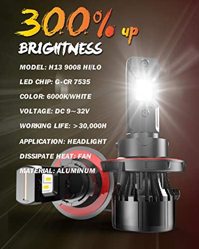 H13 LED far ampulü, OUSHI Çift Başına 70 W 14000 Lümen Son Derece Parlak 6000 K Xenon Beyaz Yüksek Güç 9008 Yüksek ışın / düşük ışın