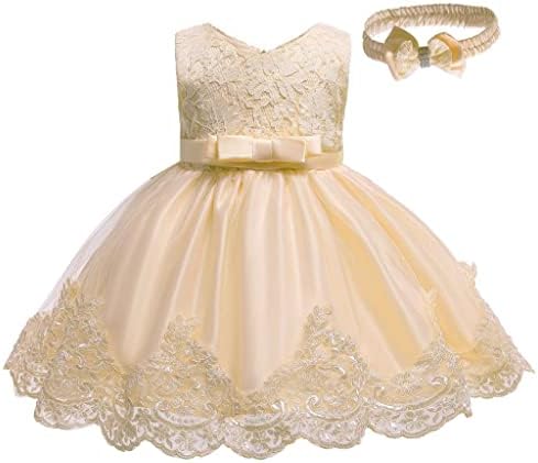 Bebek Kız Dantel İlmek Prenses Düğün Resmi Tutu Elbise + saç bandı seti Giysi Özellikleri 9 Ay Bebek Kız Giysileri