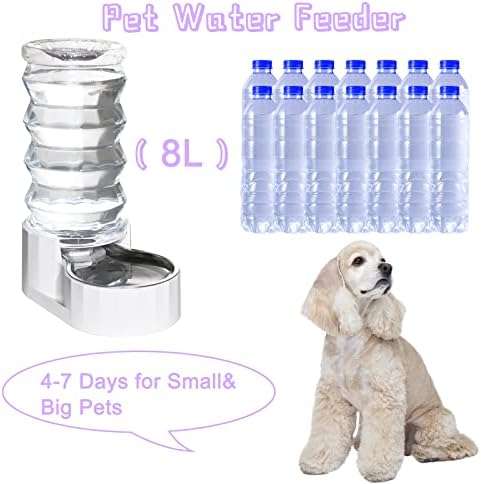 RİZZARİ Otomatik Pet Waterer, %100 BPA İçermeyen,8L Yerçekimi Paslanmaz Çelik Su Sebili, Kediler ve Küçük ve Orta Boy Köpekler için
