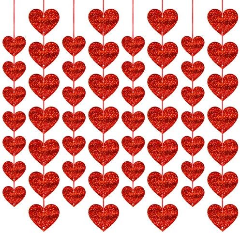 24 Paket kırmızı Kalp Çelenk sevgililer Günü Süslemeleri Sevgililer Günü için 144 Adet Kırmızı Kalpler, Düğün, Anneler Günü, Parti