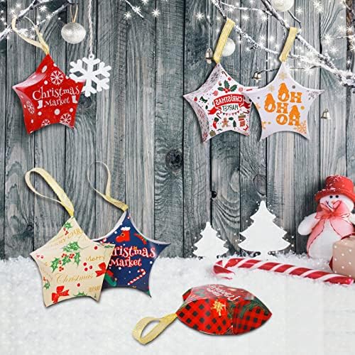 24 Adet Noel Ağacı Süsleme Yıldız Kutuları Noel Beş Köşeli Yıldız Şeker Kutuları Noel hediyesi Kutuları Noel Partisi Hediyeleri için