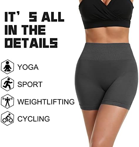 Xıntorch Yoga Şort Kadınlar için Waffle Şort Spandex Yüksek Belli egzersiz şortu Atletik Spor Biker Şort 1/2 Paket