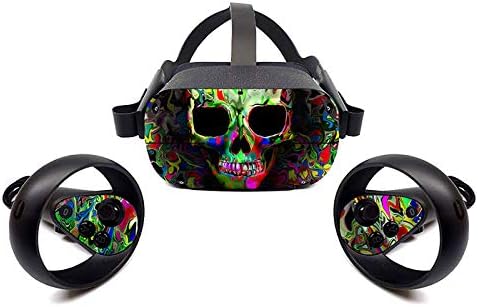 Wodoys Vinil Skins Sticker Oculus Görev VR Kulaklık ve Kontrolörleri Kapak Renkli Kafatası