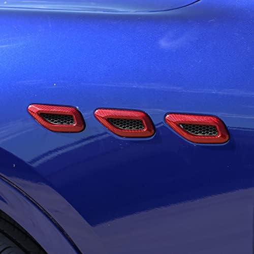 TOYCIDFG için Fit Maserati Grecale 2022 + Karbon Fiber Bak Yan Hava Firar Fender Kapak Trim Araba Aksesuarları (Kırmızı Karbon Fiber)