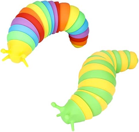 Luclay 2 Pcs - 3D Belden sümüklü böcek kıpır kıpır yeni yürümeye başlayan çocuklar için oyuncak, Çocuklar, Duyusal sümüklü böcek Kıpır