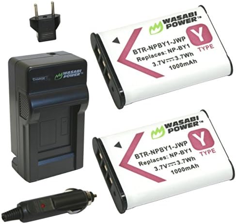 Wasabi Güç Pil (2-Pack) ve Şarj için Sony NP-BY1 ve Sony HDR-AZ1 Eylem Kamera Mini