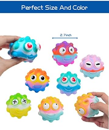 12 adet Pop topu 3D silikon sıkmak Fidget topları oyuncak İtme kabarcık Pop onun stres oyuncakları Squishy stres topları Duyusal oyuncaklar,gözler