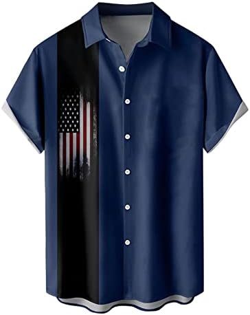 YangqıGY yazlık gömlek Erkekler için Büyük ve Uzun Boylu Gömlek Erkekler için Erkek Bahar ve Yaz Bağımsızlık Günü Tişörtleri Gömlek