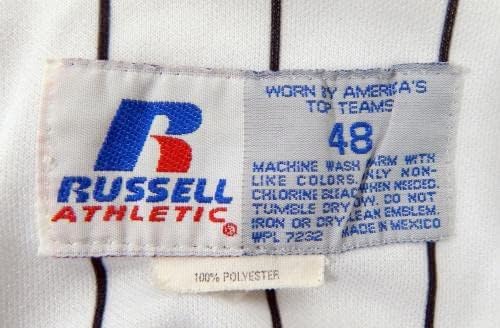 Jüpiter Çekiç Kafaları 29 Oyun Kullanılan Beyaz İnce Çizgili Jersey ABD Bayrağı Yama 48 306 - Oyun Kullanılan MLB Formaları