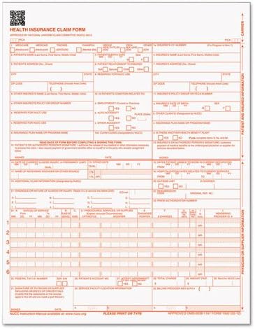Medicare ve Medicaid Hizmetleri Merkezleri Formları, 8 1/2 x 11.500 Form/Paket