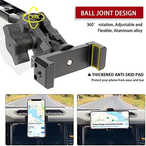 Kamera Montajlı Bronco Telefon Montajı,2 Kademeli Bilyalı Soket Tasarımı, Tamamen Metal Yapı,360° Ayar Gösterge Paneli Cep Telefonu