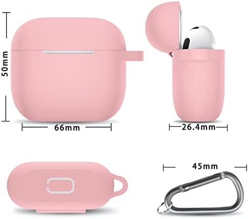 BOSPA AirPods 3 Kılıf, Sıvı Silikon Cilt Kapak Apple AirPod ile Uyumlu 3. Nesil 2021 Kadınlar Erkekler için Anahtarlık ile [Ön LED