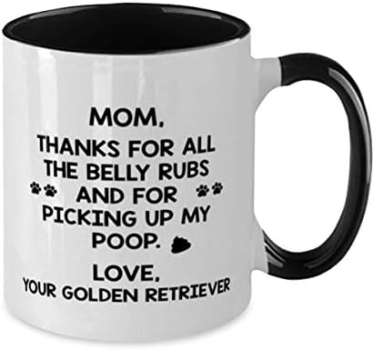 Golden Retriever Anne, Tüm Göbek Ovmaları ve Kakamı Aldığım için Teşekkürler İki tonlu Siyah beyaz Kahve Fincanı 11oz.