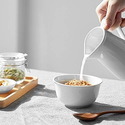 DOWAN Tahıl Kasesi, 10 Ons Beyaz Tahıl Kaseleri 6'lı Set, Klasik Yuvarlak Stil çorba kaseleri Mutfak için