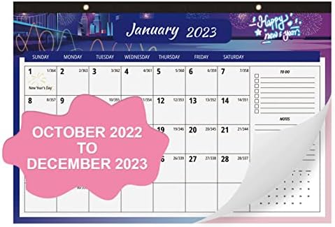 Kisdo Büyük Duvar Takvimi 2022-2023(16,3”x 11,4”), Yapılacaklar listesi ve notlar içeren Masa Takvimi, Ekim ayından itibaren 15 Aylık