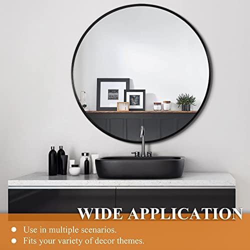NeuType Yuvarlak Ayna 36 inç Daire Ayna Metal Çerçeveli Duvar Ayna Büyük Vanity Asılı Dekoratif Aynalar için Duvar Banyo Yatak Odası