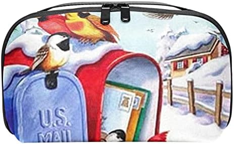 Taşıma çantası Seyahat kılıf çanta USB kablo düzenleyici Cep Aksesuar Fermuar Cüzdan, Vintage Boyama Kış Kuş