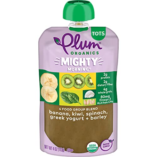 Plum Organics / Mighty Food Group Karışımı / Organik Bebek Maması Yemekleri [12 + Ay] / Muz, Kivi, Ispanak, Yunan Yoğurdu ve Arpa |