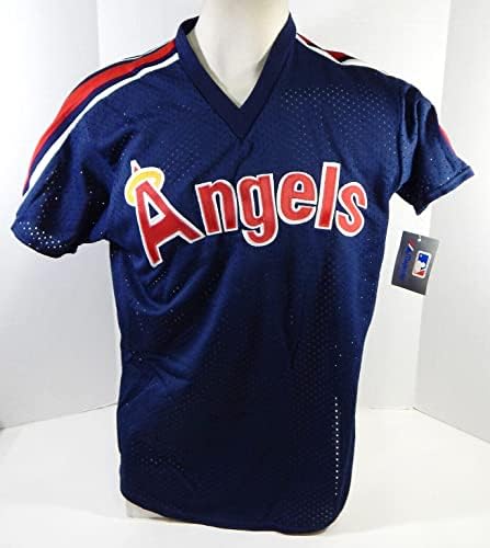 1983-90 California Angels Boş Oyun Yayınlandı Mavi Forma Vuruş Uygulaması XL 709 - Oyun Kullanılmış MLB Formaları